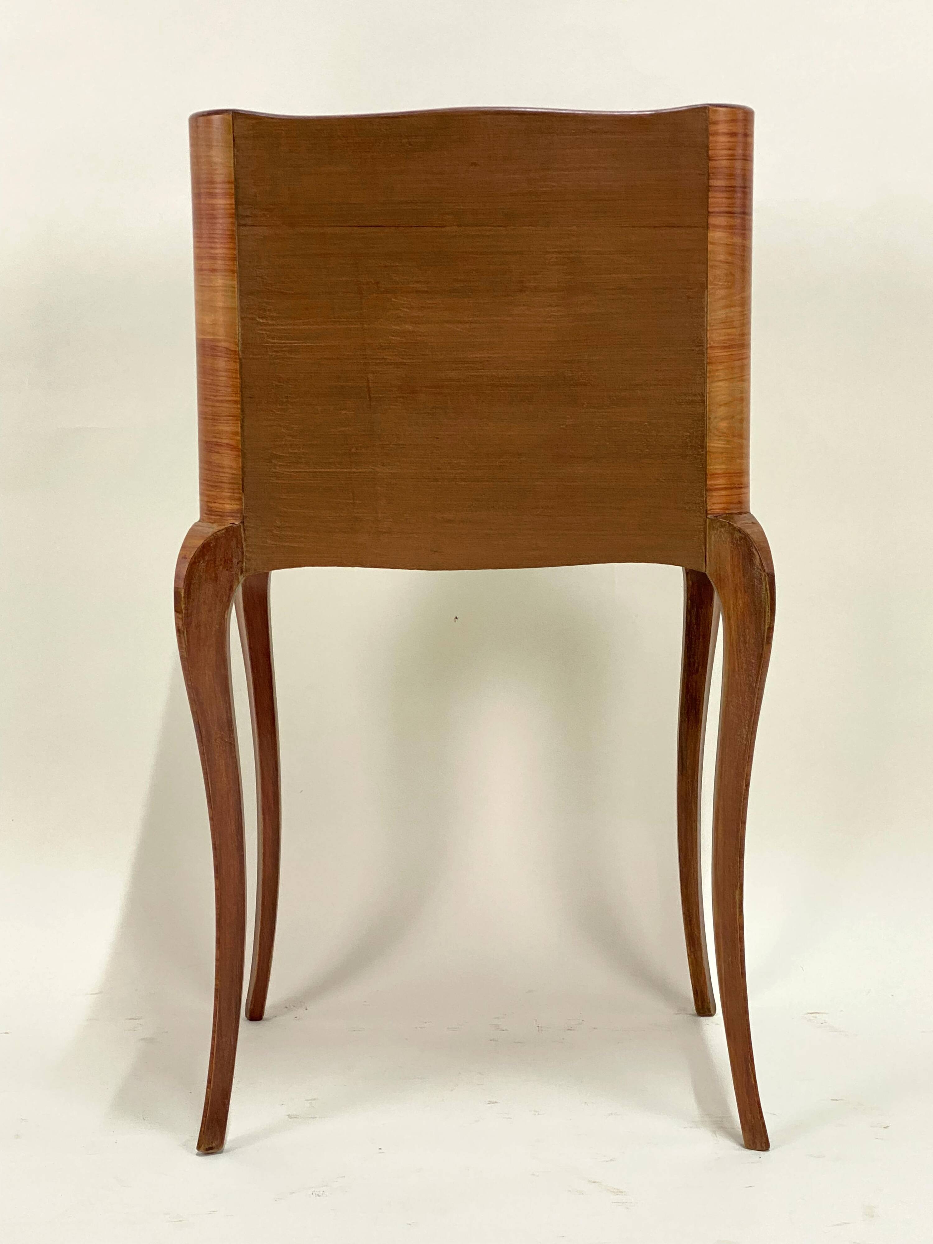 Antique Louis XV Style Bedside Table - Wood & Leather