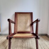 Reconstruction armchair in teak and caning