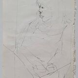 Drawing by Nagao Usui: Young woman in profile