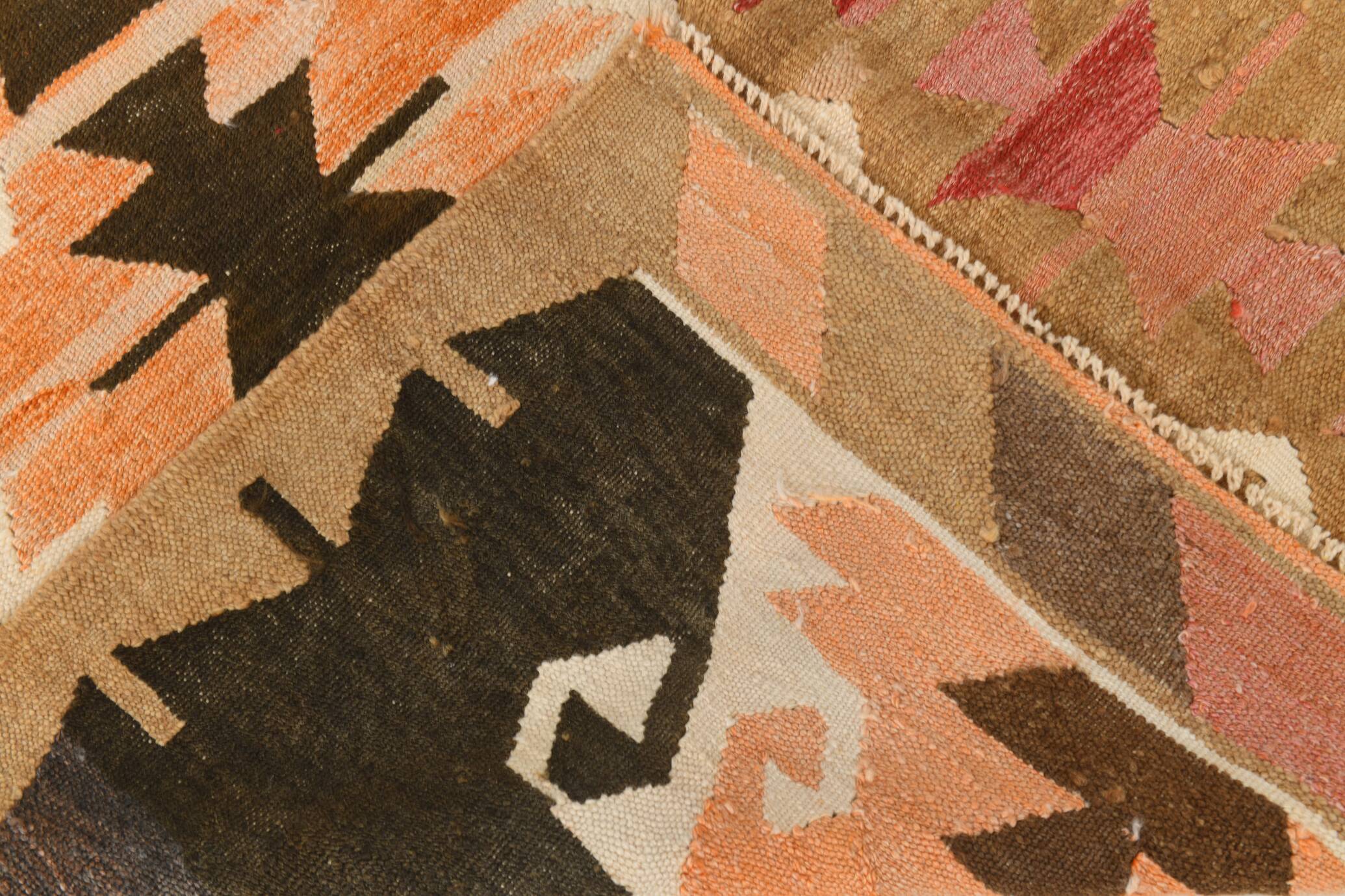 Grand tapis kilim turc vintage, décor bohème multicolore, 289x381 cm