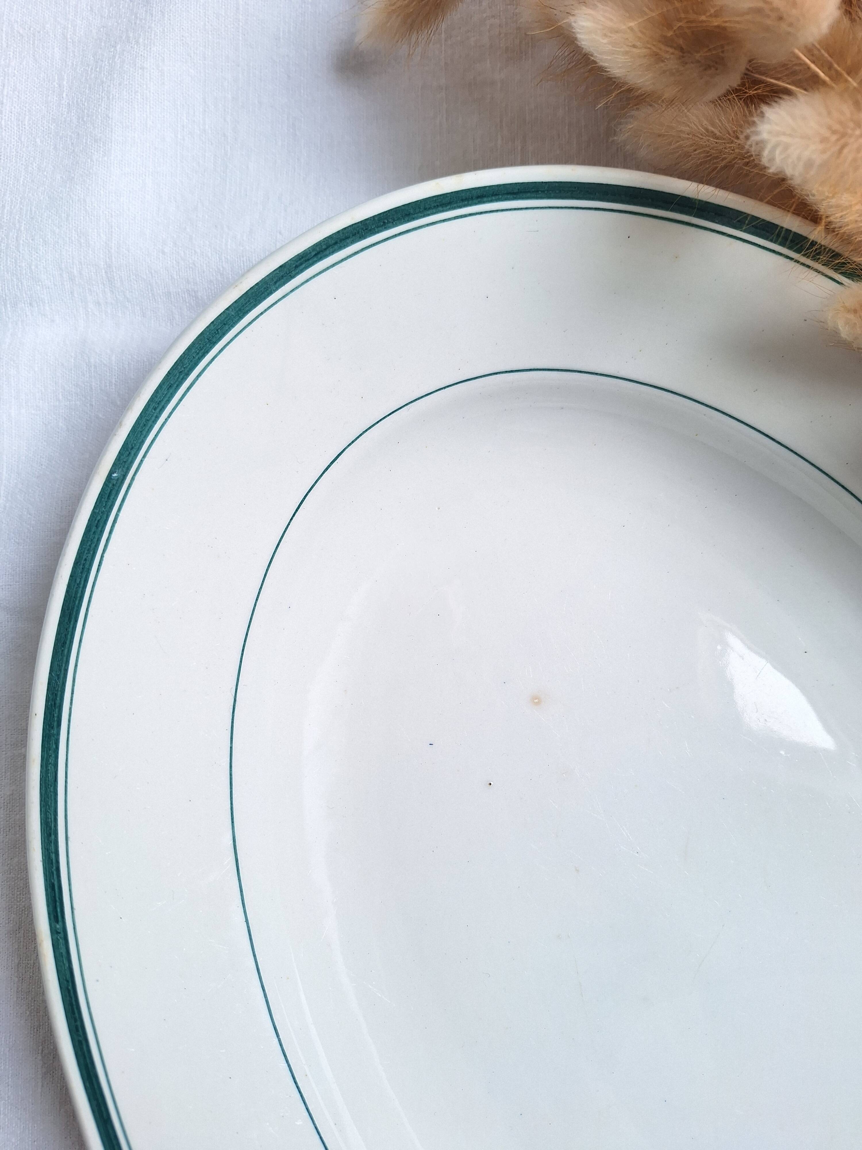 Green oval shallow dish from Moulin des Loups