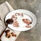 Longwy oval dish in white and brown iron earth