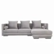 Canapé d'angle Malmo en velours argenté, design scandinave