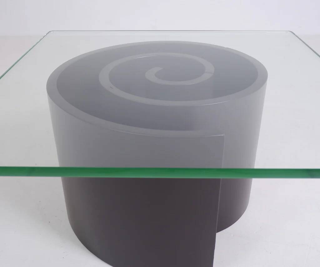 Spiralling wood and glass coffee table, c.1970