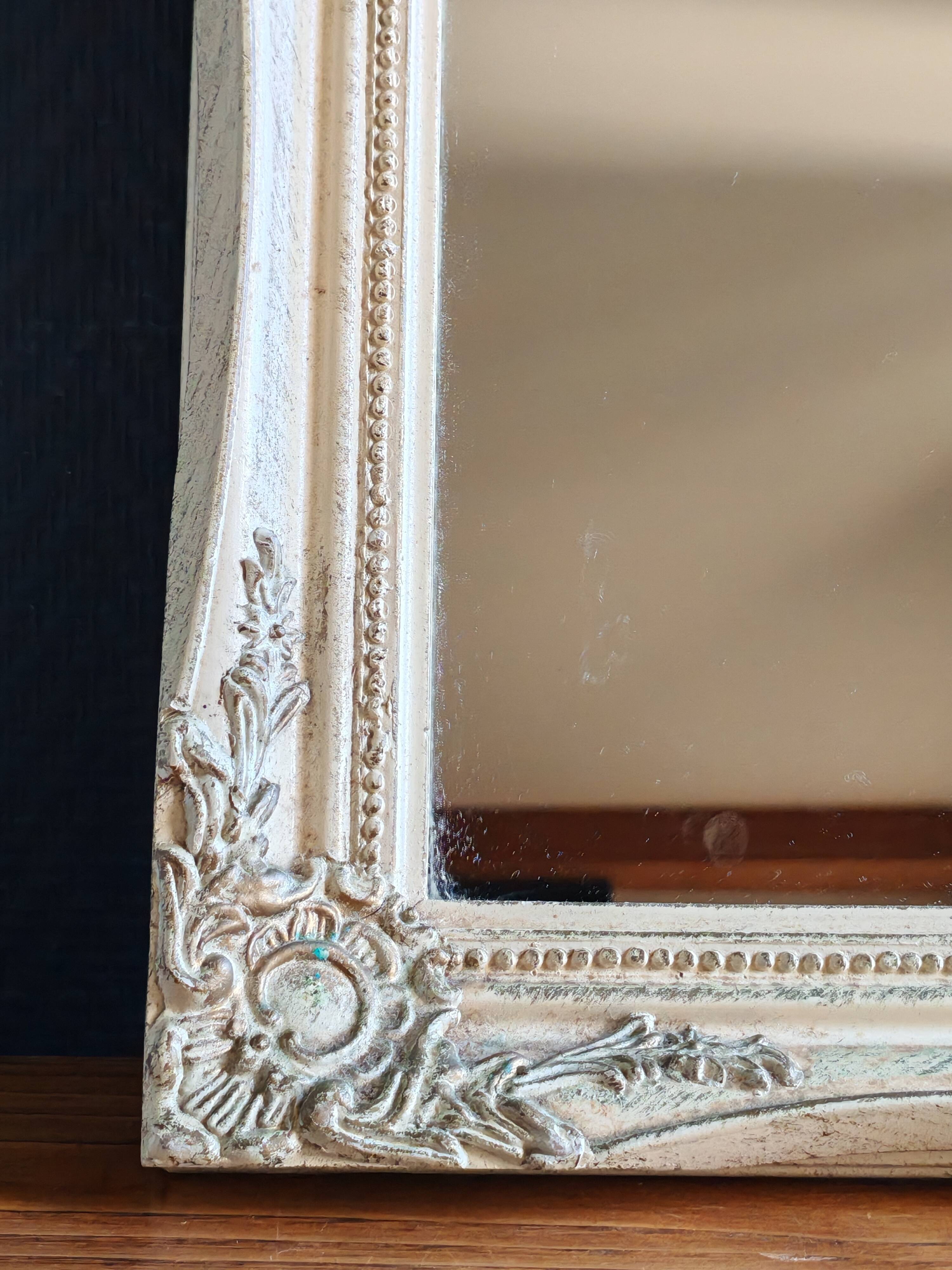 Vintage Rectangular Wall Mirror – Carved Solid Wood Frame