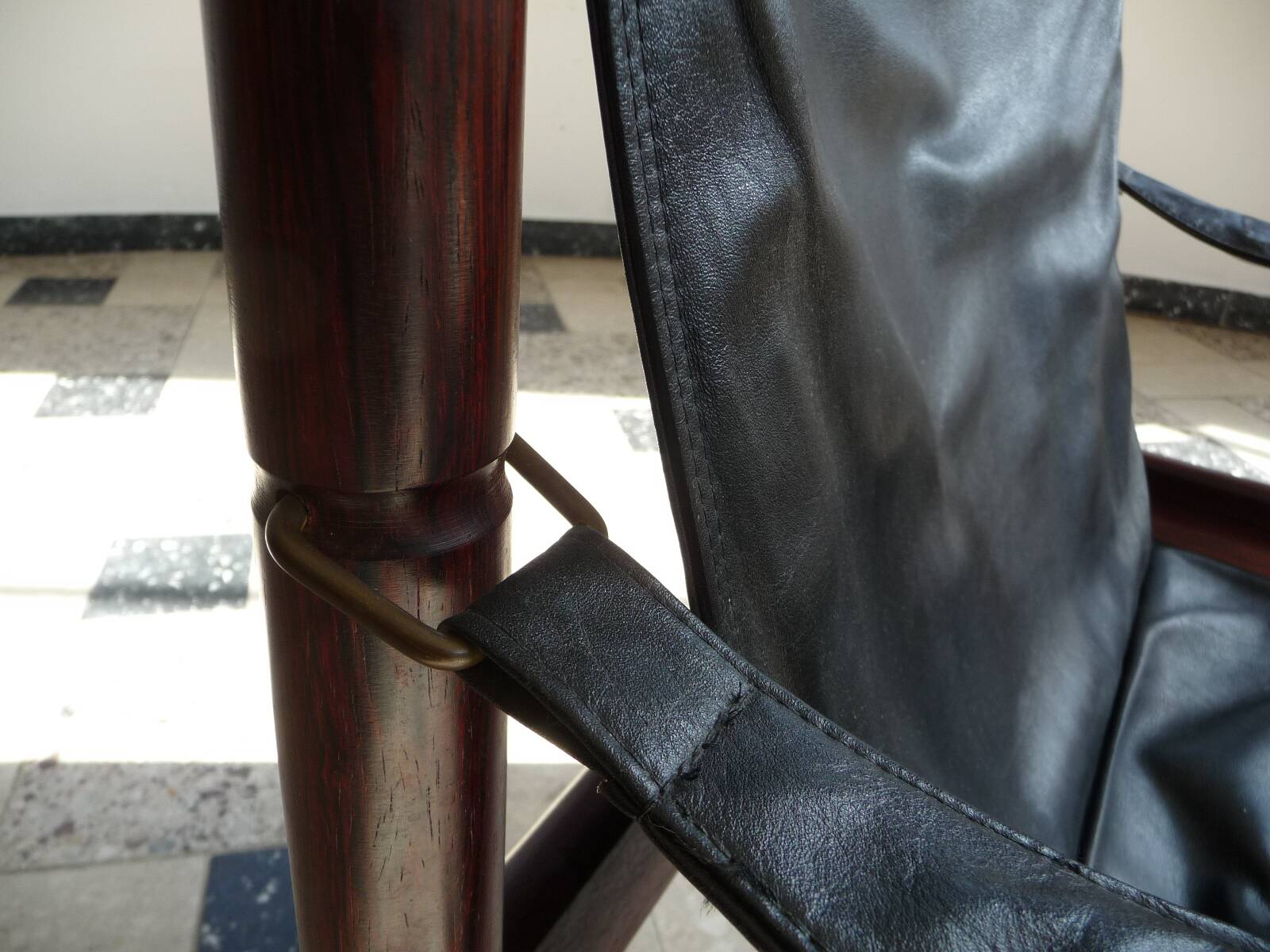 Danish Modern Leather High Back Safari Chair by Erik Wørts for Nils Eillersen, 1960s