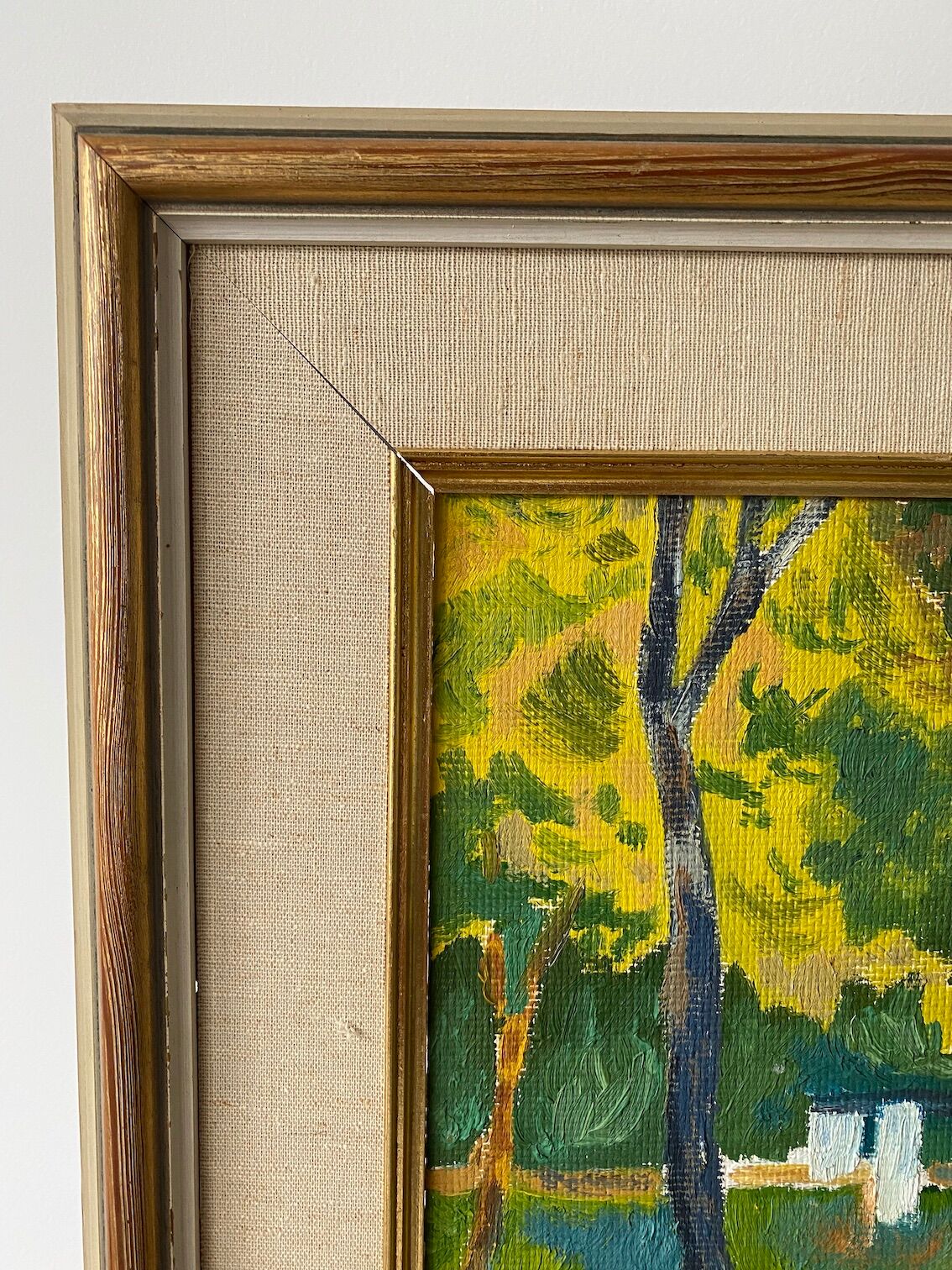 Mid Century Vintage Oil Framed Painting - The Courtyard