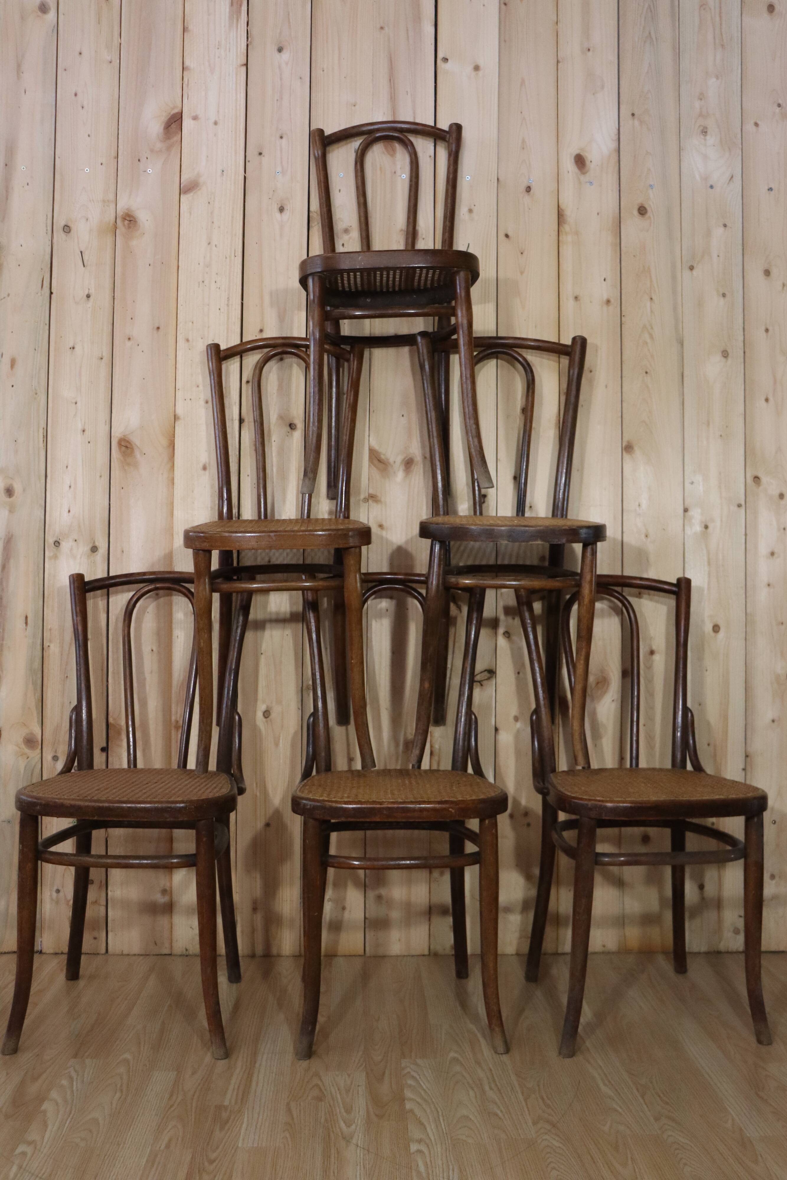 Series x6 bistro chairs n°56 Thonet