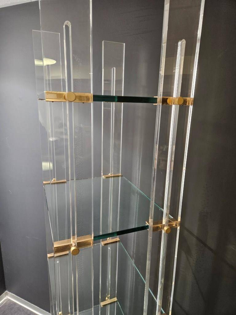 Designer shelf 70 in plexi glass and brass