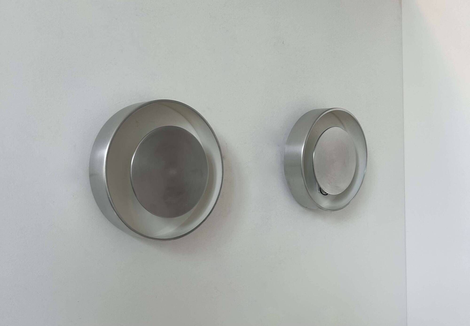 Pair of vintage wall lights, brushed metal, France 1970