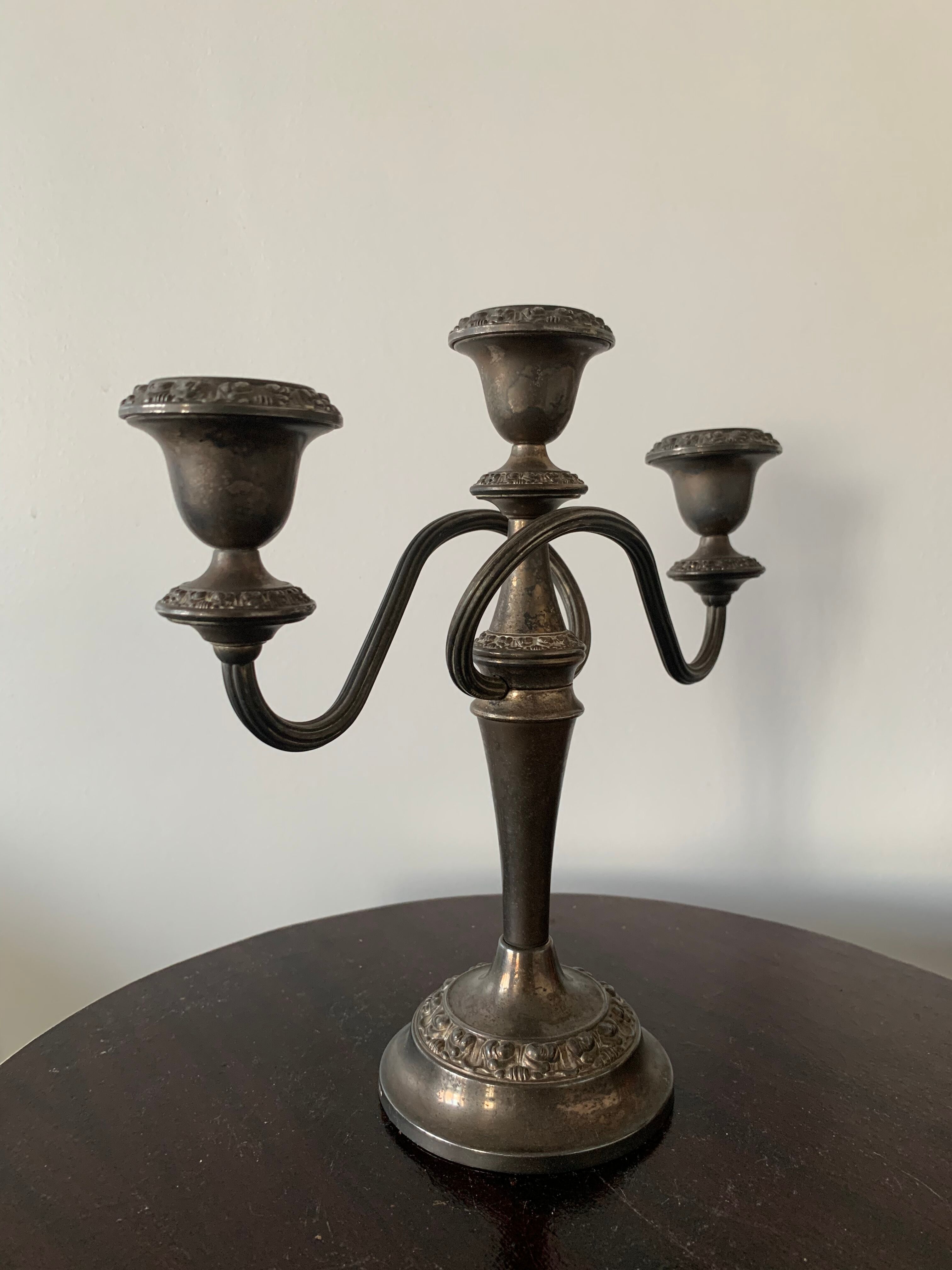 Bougeoir, silver metal candelabra