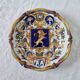 Magnificent antique French earthenware plate with shields signed Keller