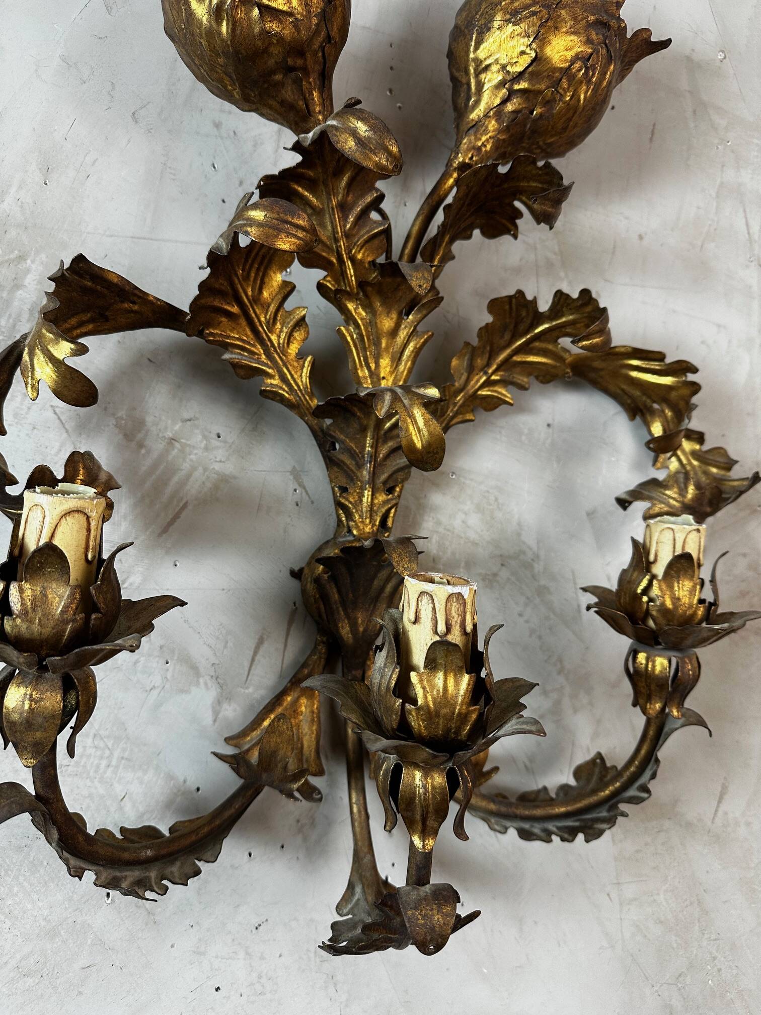 Pair of brass wall lights