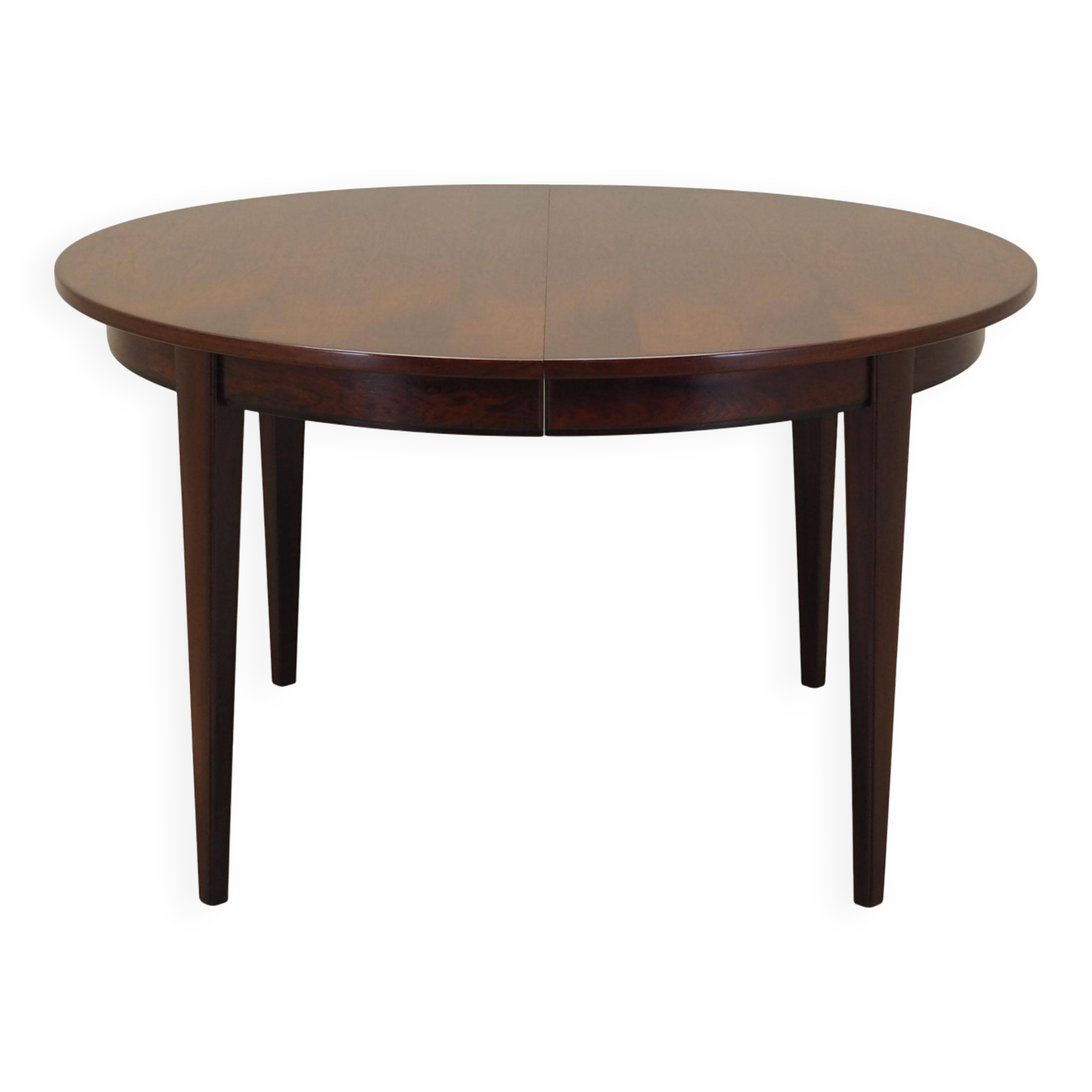 Table ronde en palissandre, design danois, années 1970, fabricant : Omann Jun