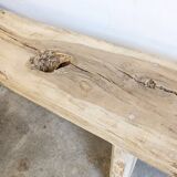 Raw oak wood bench