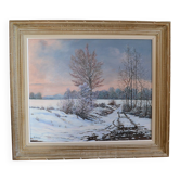 Rateau "Snowy landscape" framed HST painting
