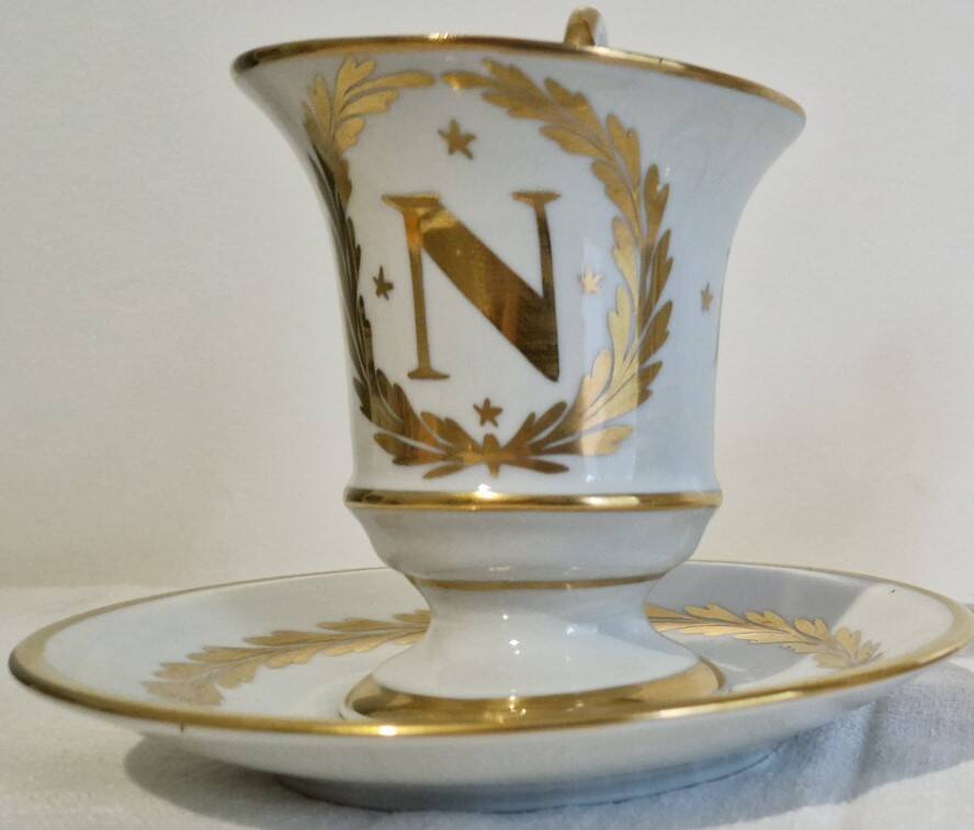 Paire de tasses litron d'époque Second Empire Décor impérial Napoléon Ier