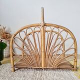 Magazine rack, vintage rattan storage