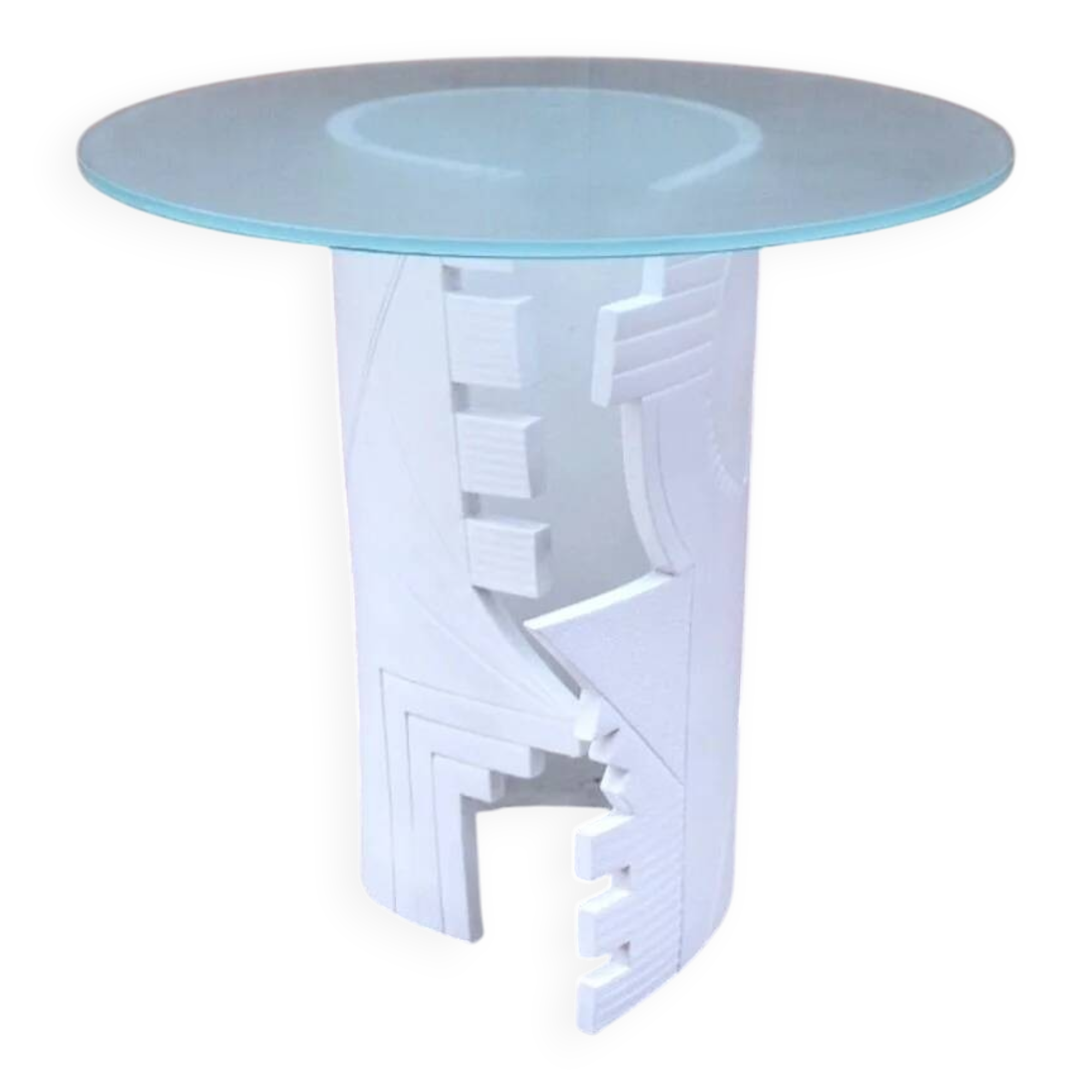 Eglantine Moreau ceramic and glass side table, France 1980