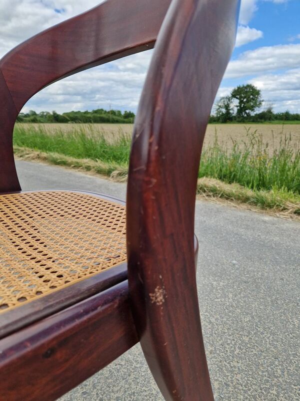Chaise Baumann gondole en bois et cannage