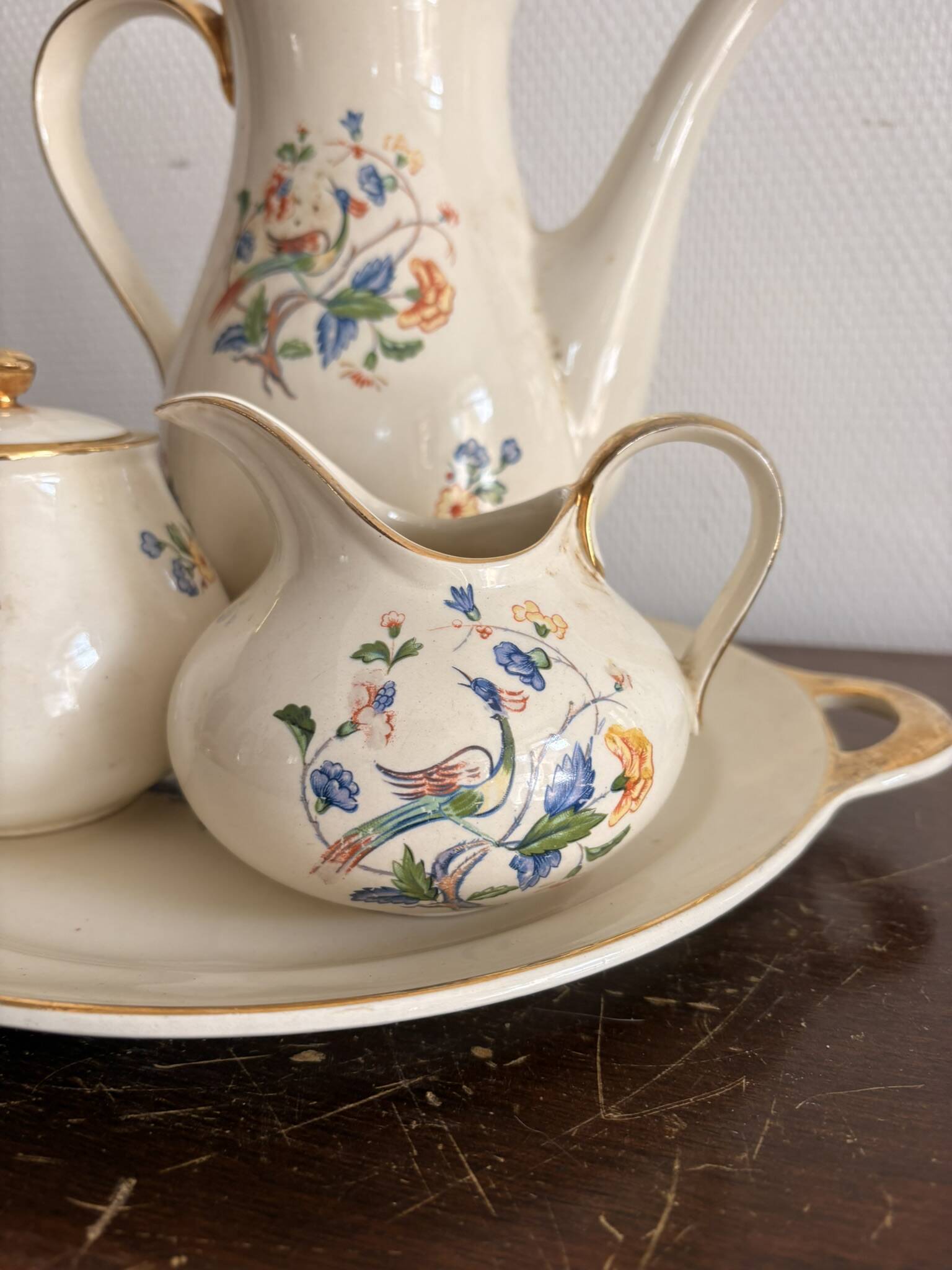 Tea Service Café Courtoisie Keramis Boch Louvière Art Deco Phoenix Bird