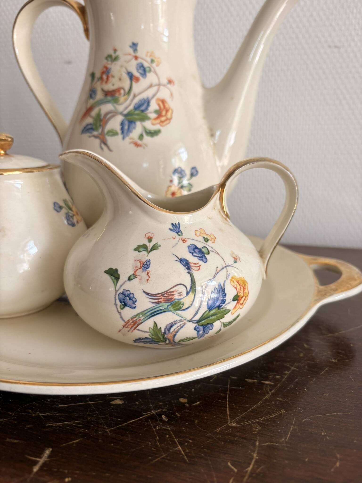 Tea Service Café Courtoisie Keramis Boch Louvière Art Deco Phoenix Bird