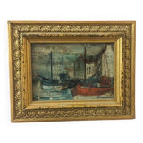 Tableau à l'huile "Marine" signé JP Rousseau