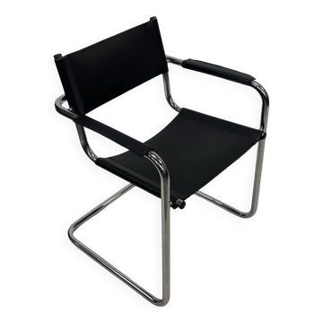 Fauteuil en cuir style Breuer vintage B32/34, design italien
