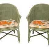 Rattan lounge by Maugrion, 1980