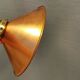 Copper hanging lamp with brass colored top and white inside lacquer.