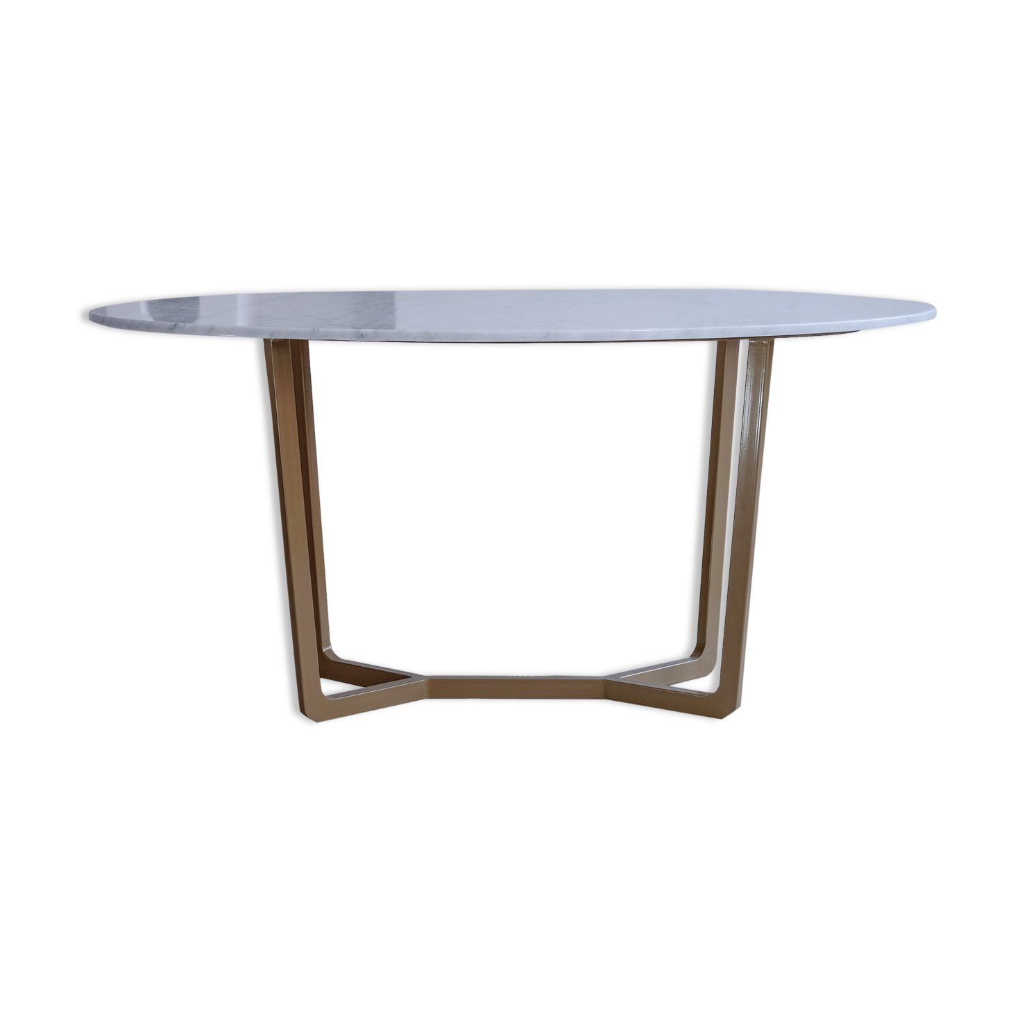 Oval dining table in white Ibiza marble 160x90x75