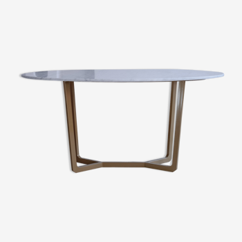 Table à manger  ovale en marbre ibiza blanc 160x90x75