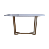 Oval dining table in white Ibiza marble 160x90x75
