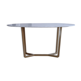 Oval dining table in white Ibiza marble 160x90x75