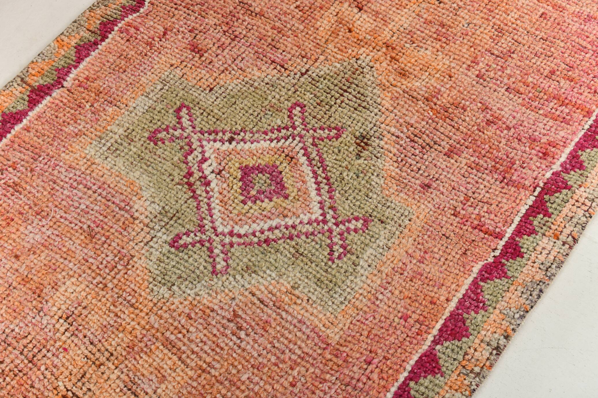 3x11 Pale Orange & Vintage Runner Rug, Handmade Orientel Runner, 96x338Cm