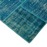 Handmade Oriental Contemporary 174 cm x 243 cm Turquoise Patchwork Carpet