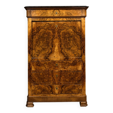 Secretary with a drop-leaf in walnut burl – Louis-Philippe period