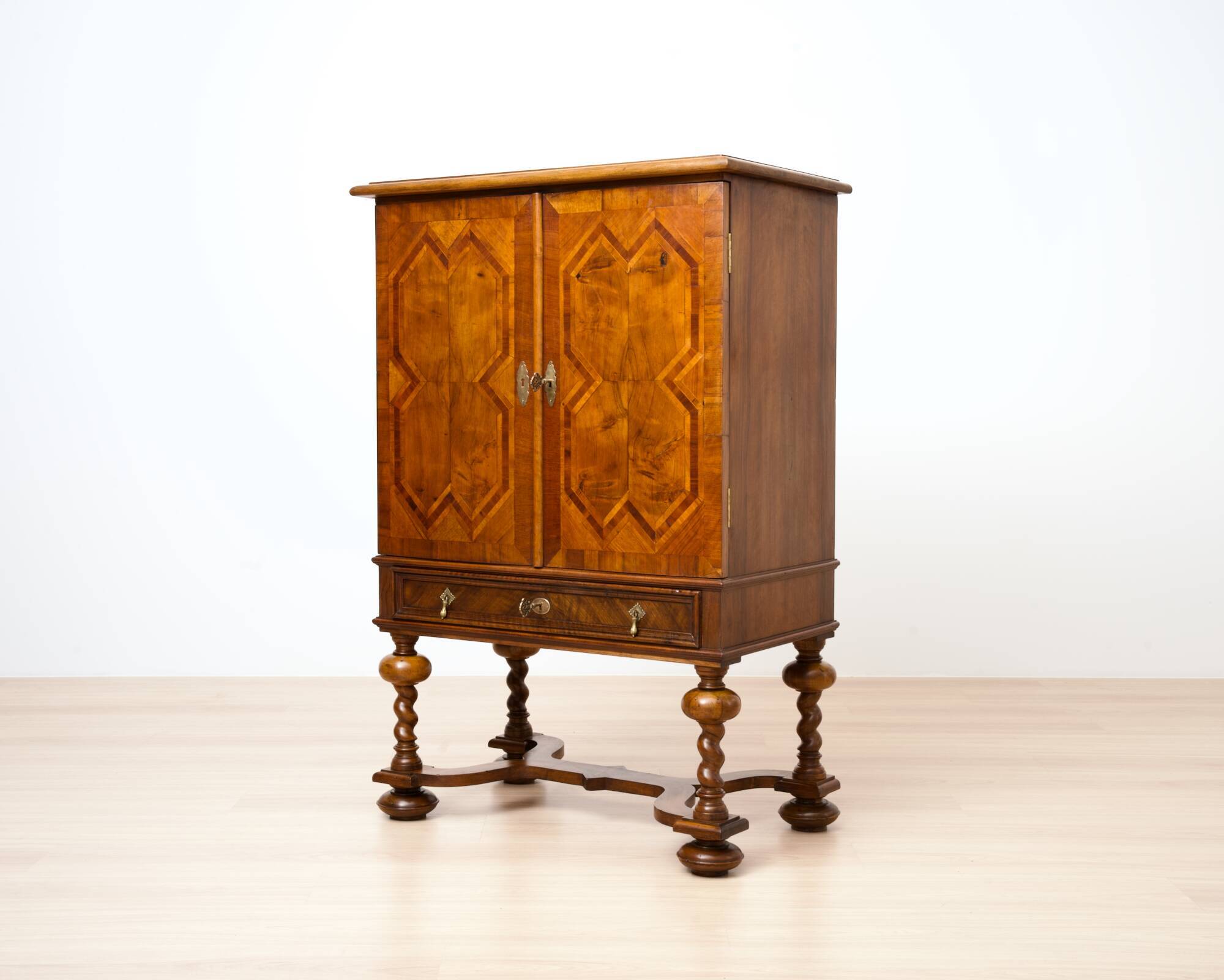 Neo-Baroque German Walnut Cocktail Cabinet, 1900s