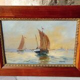 oil painting on cardboard (sailing boats)