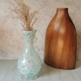 Vase verre moucheté bleu