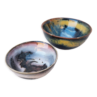 2 bowls Matthieu Liévois enamelled stoneware