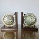 Pair of wooden bookends "globe" from the 1970s.