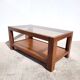 Table basse vintage bois et verre fumé 1970