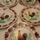 5 earthenware plates, terra de fer, Choisy-le-Roi, rooster pattern