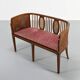 Vintage caned basket bench, 1950s