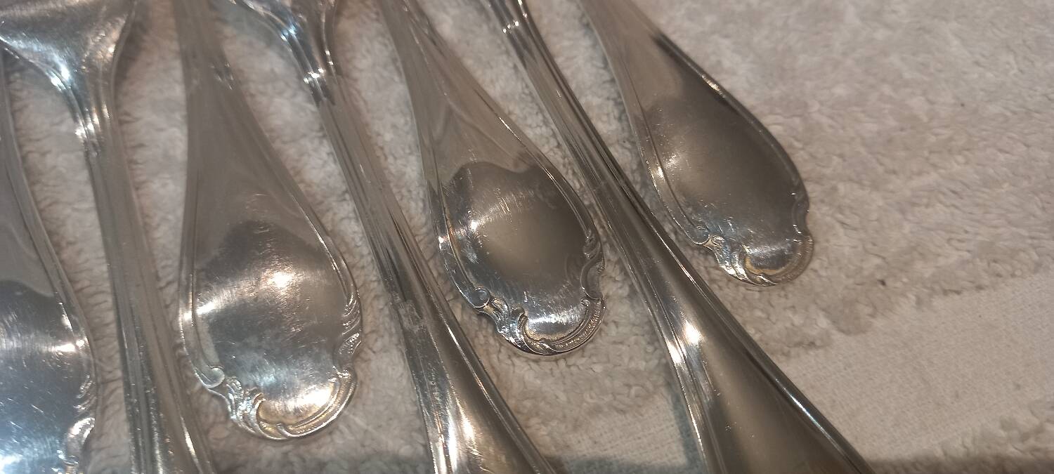 11 silver-plated cake forks by Christofle Pompadour