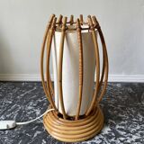 Rattan and bamboo lamp by Louis Sognot 1960