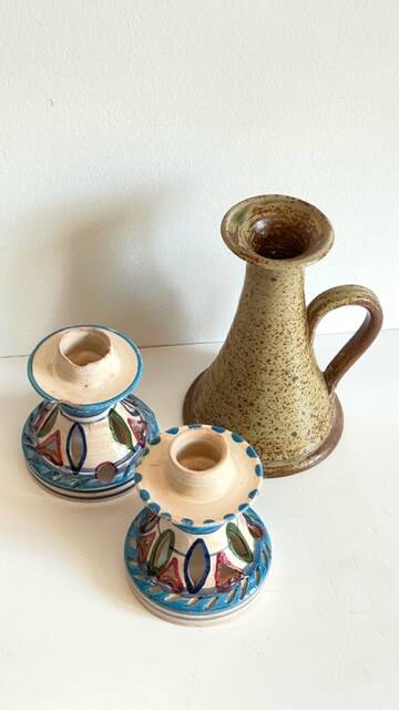 vintage handmade ceramic candle holders