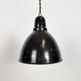Small Industrial Black Enamel Ceiling Lamp, 1950s