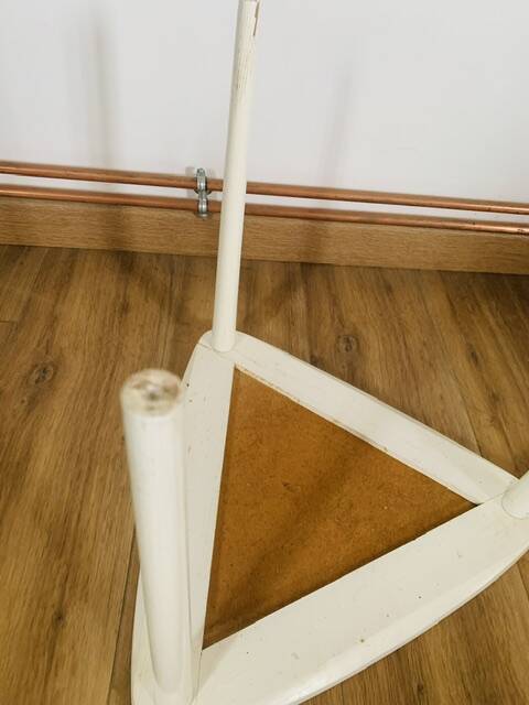 Arthur Umanoff white and wood tripod coffee table